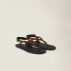 Tobacco Riviere Cord And Leather Sandals | Miu Miu