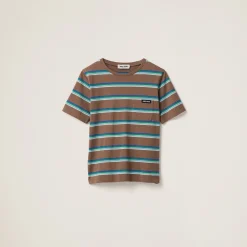 Tobacco/bluette/green Jersey T-shirt | Miu Miu