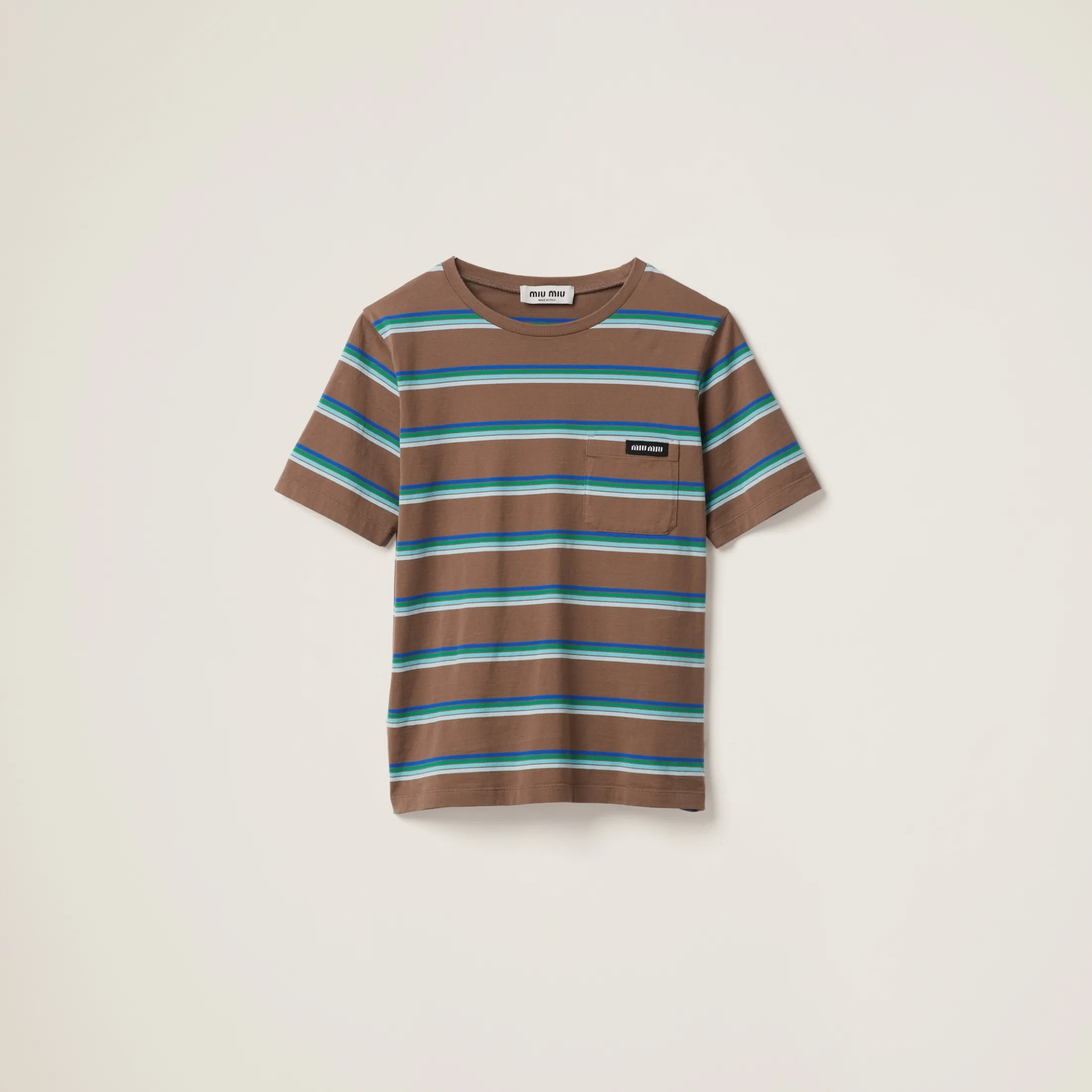 Tobacco/bluette/green Jersey T-shirt | Miu Miu