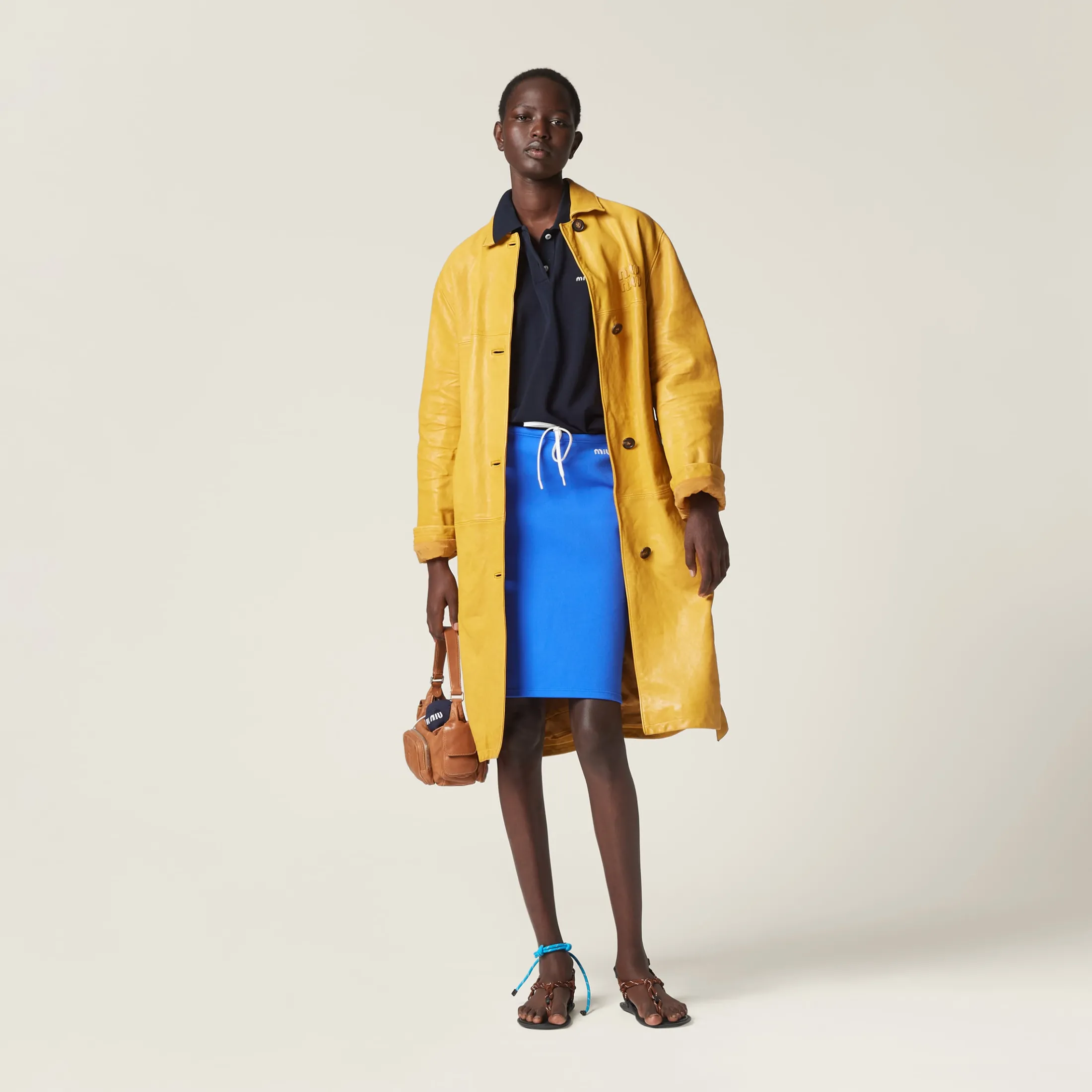Topaz Nappa Leather Coat | Miu Miu