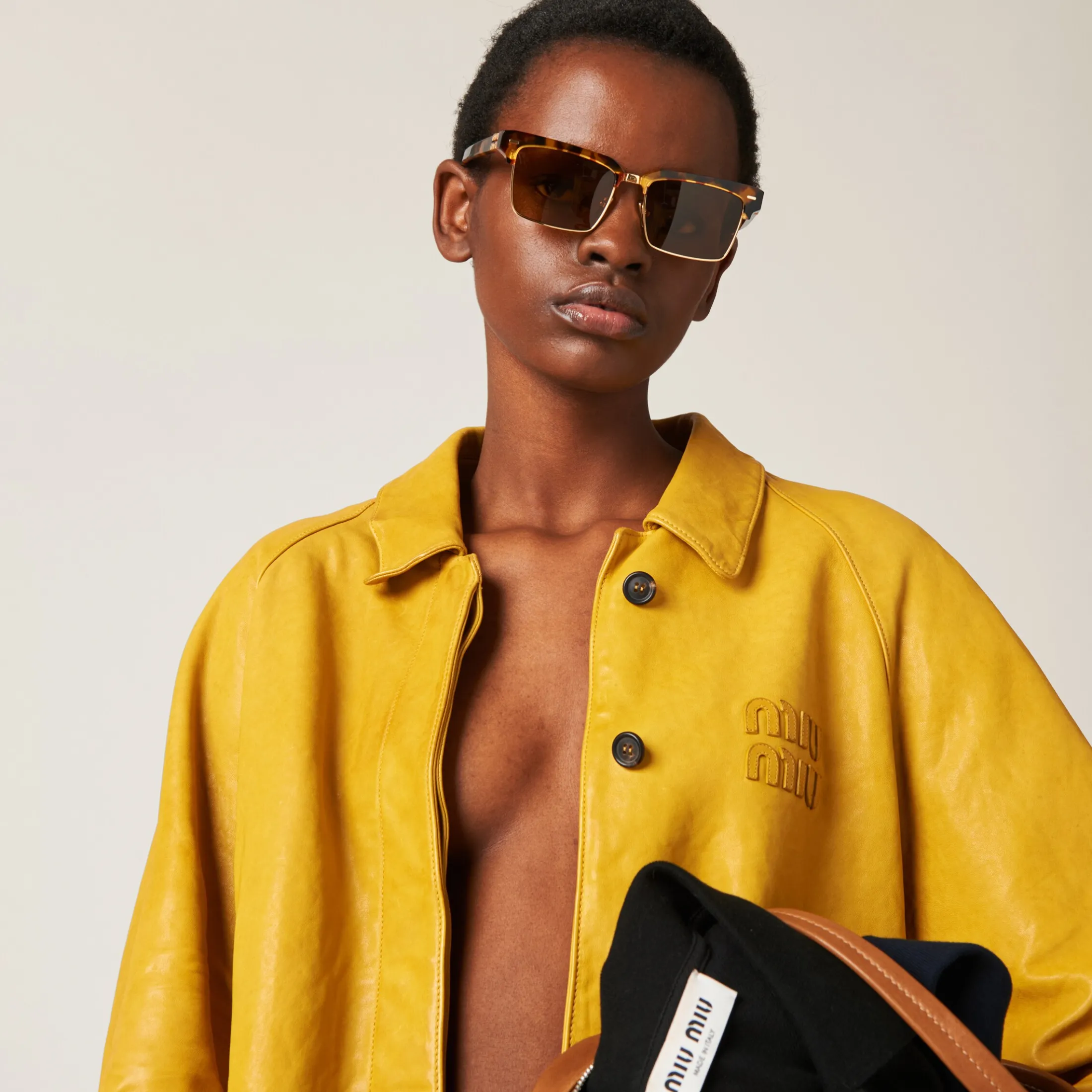 Topaz Nappa Leather Jacket | Miu Miu