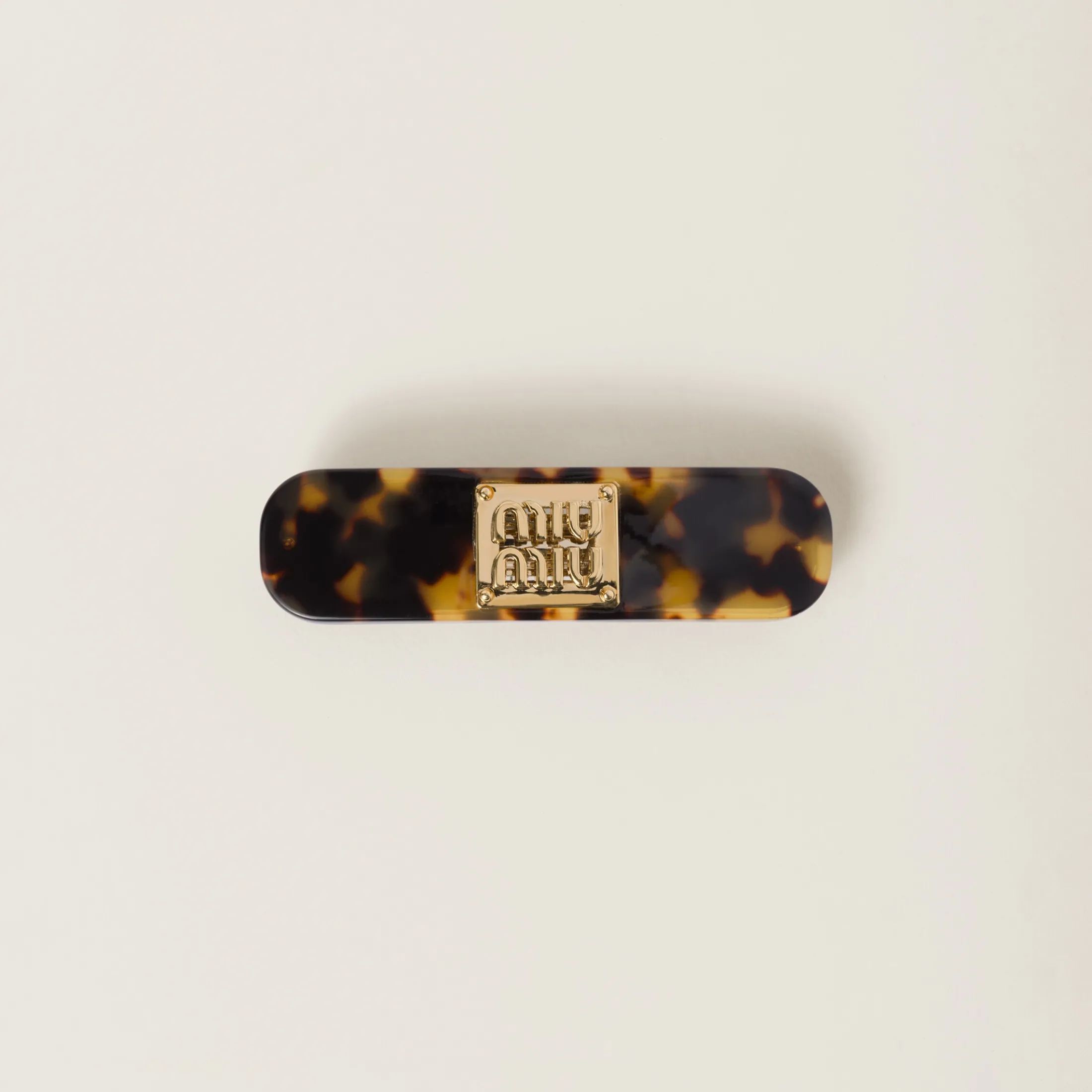 Tortoiseshell/gold Plexiglas And Metal Hair Clip | Miu Miu