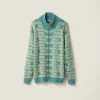 Turquoise Wool And Cashmere Knit Cardigan | Miu Miu