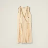 Vanilla Embroidered Marocain Dress | Miu Miu