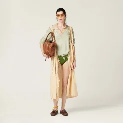 Vanilla Embroidered Marocain Dress | Miu Miu