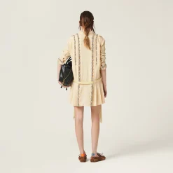 Vanilla Embroidered Marocain Mini-dress | Miu Miu