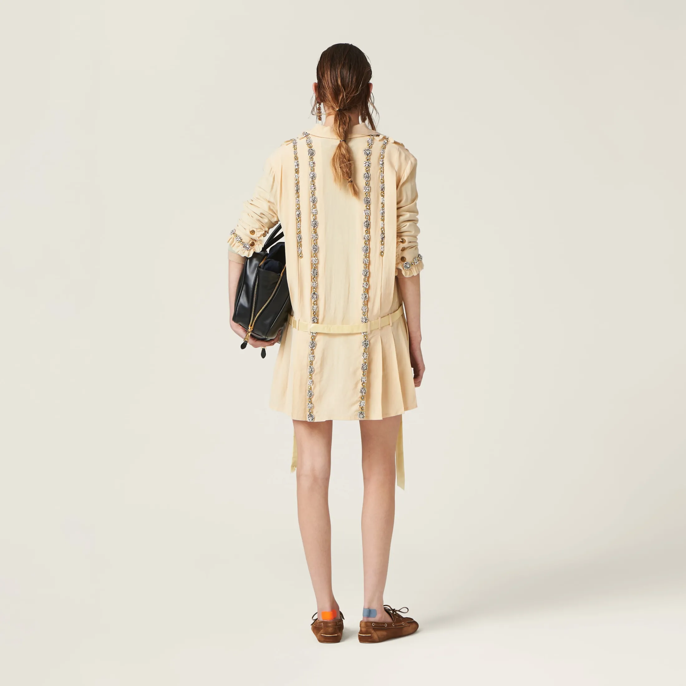 Vanilla Embroidered Marocain Mini-dress | Miu Miu