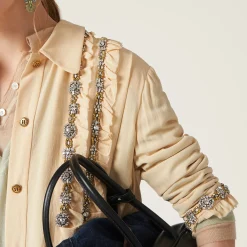 Vanilla Embroidered Marocain Mini-dress | Miu Miu