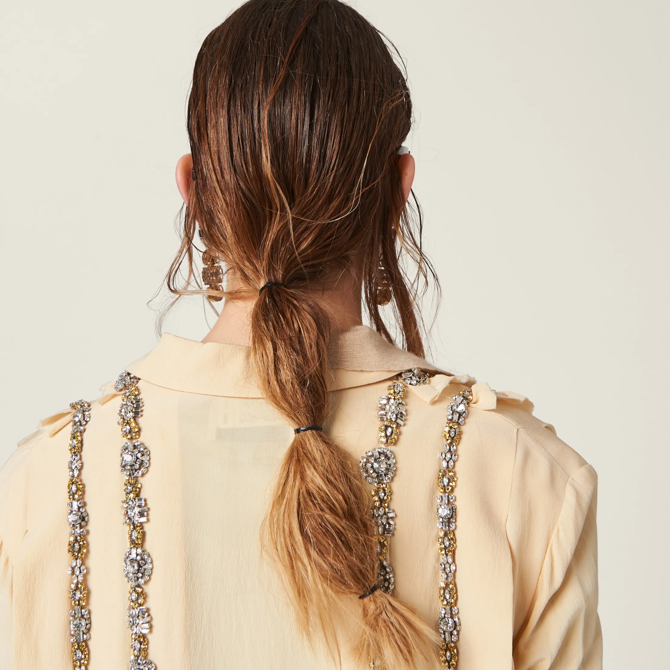 Vanilla Embroidered Marocain Mini-dress | Miu Miu