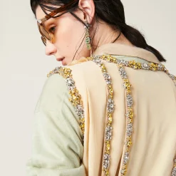 Vanilla Embroidered Marocain Dress | Miu Miu