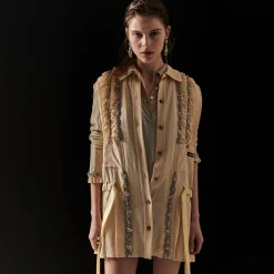 Vanilla Embroidered Marocain Mini-dress | Miu Miu