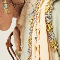 Vanilla Embroidered Marocain Dress | Miu Miu
