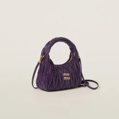 Violet Wander Matelassé Nappa Leather Hobo Bag | Miu Miu