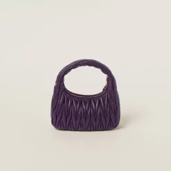 Violet Wander Matelassé Nappa Leather Hobo Bag | Miu Miu
