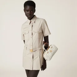 White Arcadie Matelassé Nappa Leather Bag | Miu Miu