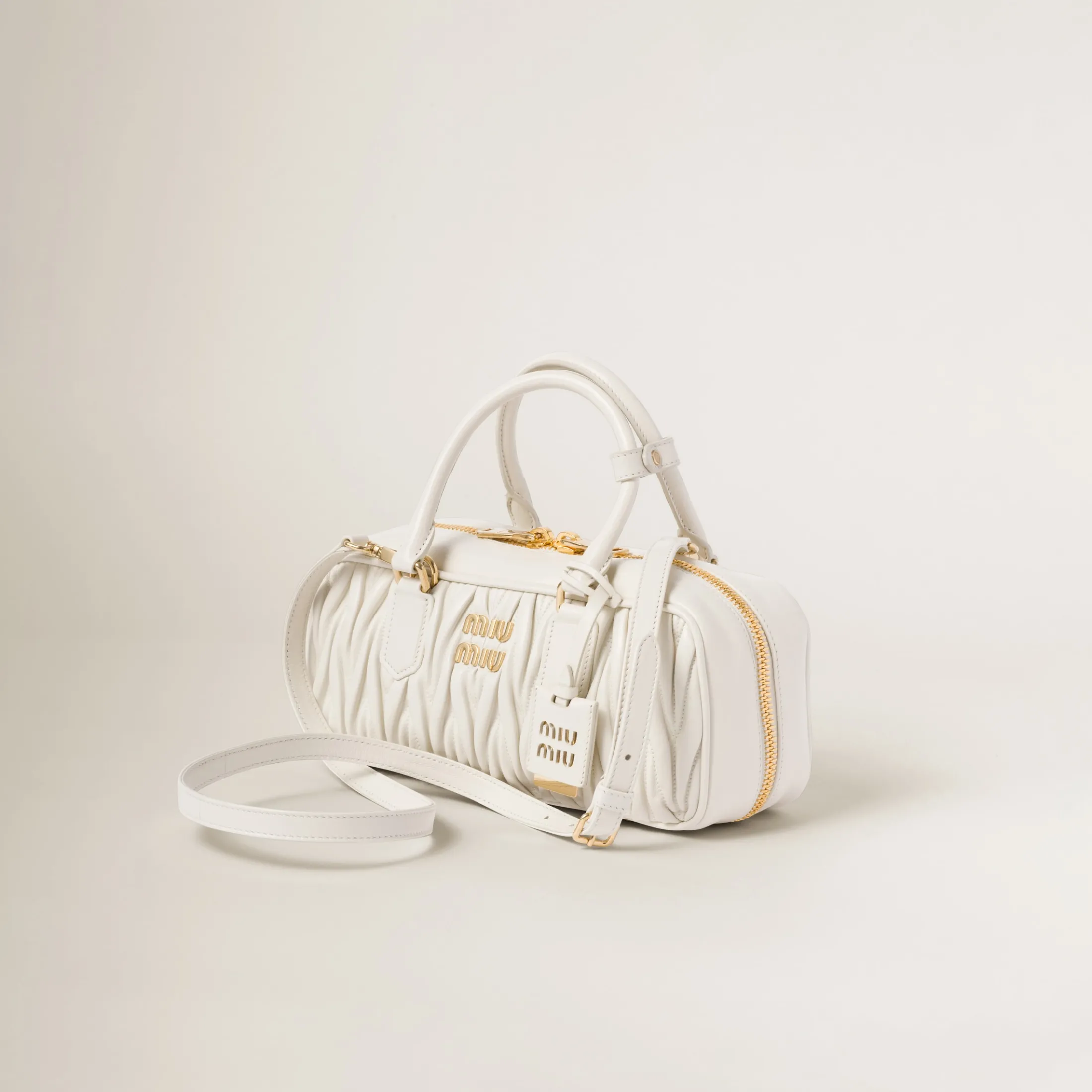 White Arcadie Matelassé Nappa Leather Bag | Miu Miu