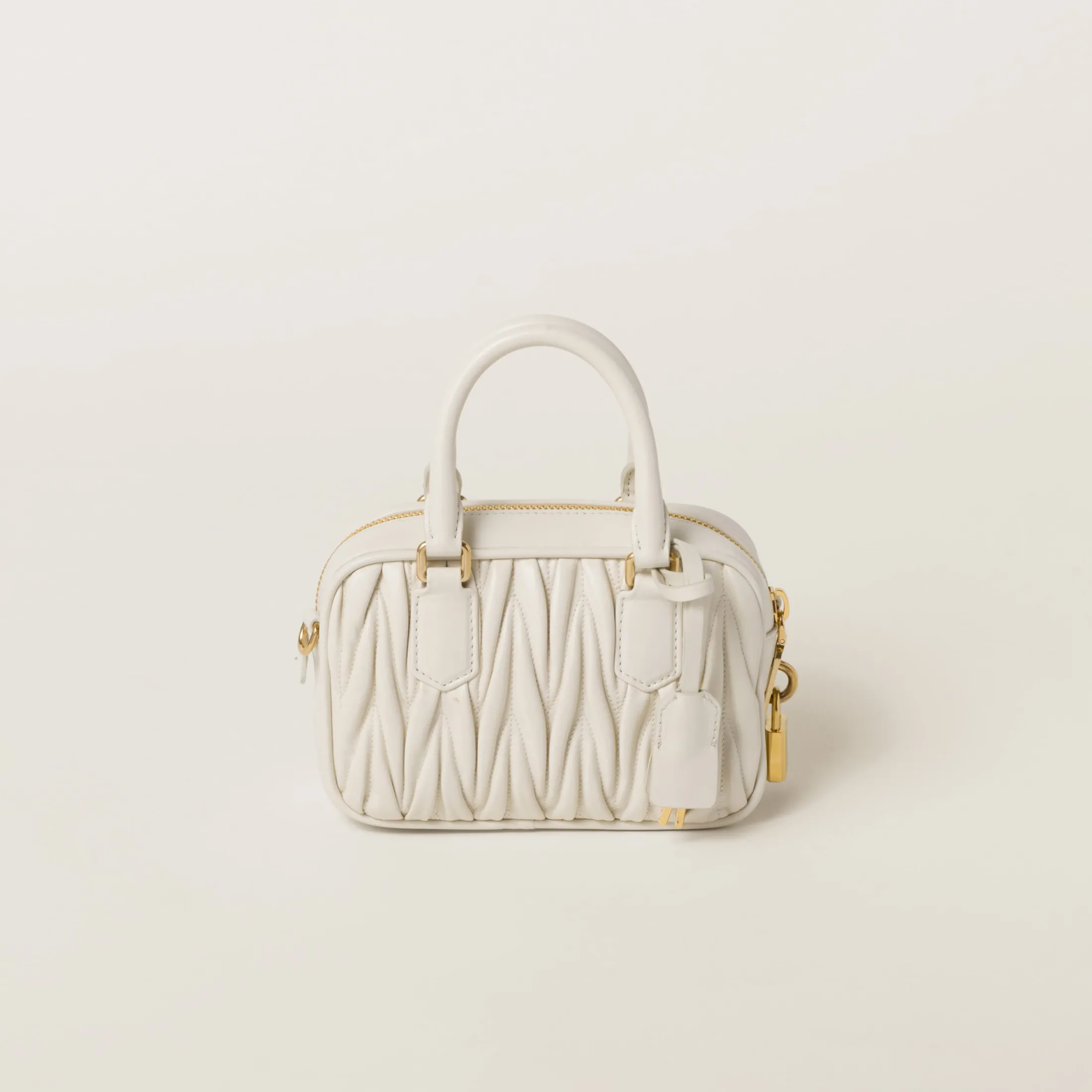 White Arcadie Matelassé Nappa Leather Bag | Miu Miu