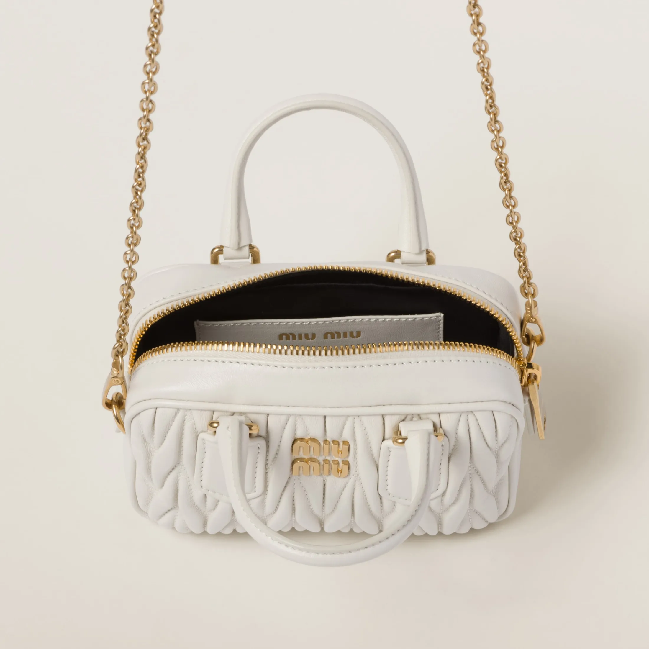 White Arcadie Matelassé Nappa Leather Mini-bag | Miu Miu