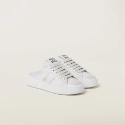White Bleached Leather Sneakers | Miu Miu