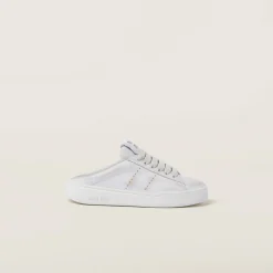 White Bleached Leather Sneakers | Miu Miu