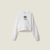 White Cotton Fleece Sweatshirt | Miu Miu