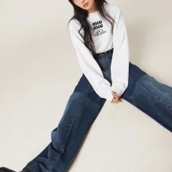 White Cotton Fleece Sweatshirt | Miu Miu