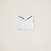 White Cotton Jersey Top With Embroidered Logo | Miu Miu