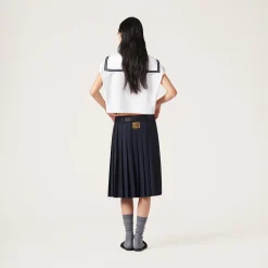 White Cotton Jersey Top With Embroidered Logo | Miu Miu