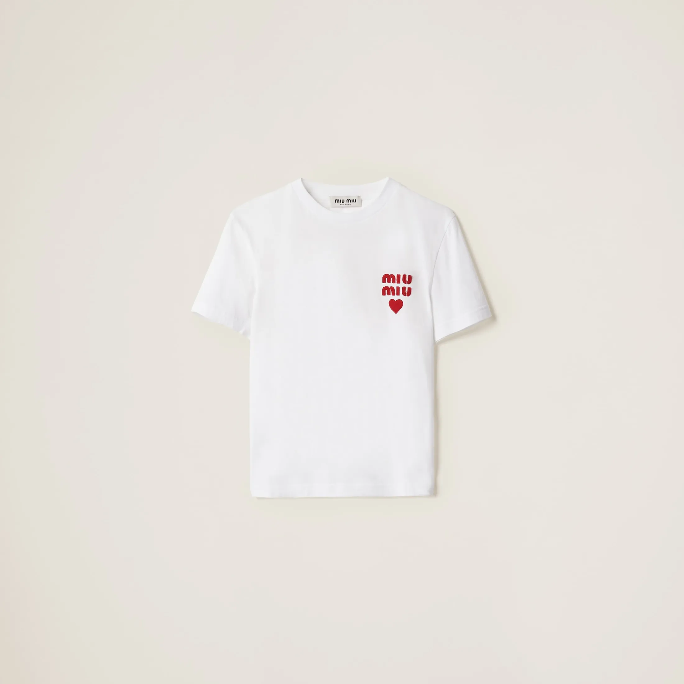 White Cotton Jersey T-shirt | Miu Miu