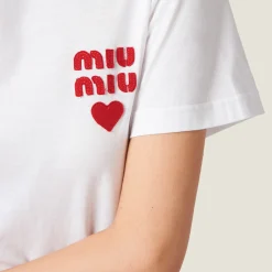 White Cotton Jersey T-shirt | Miu Miu