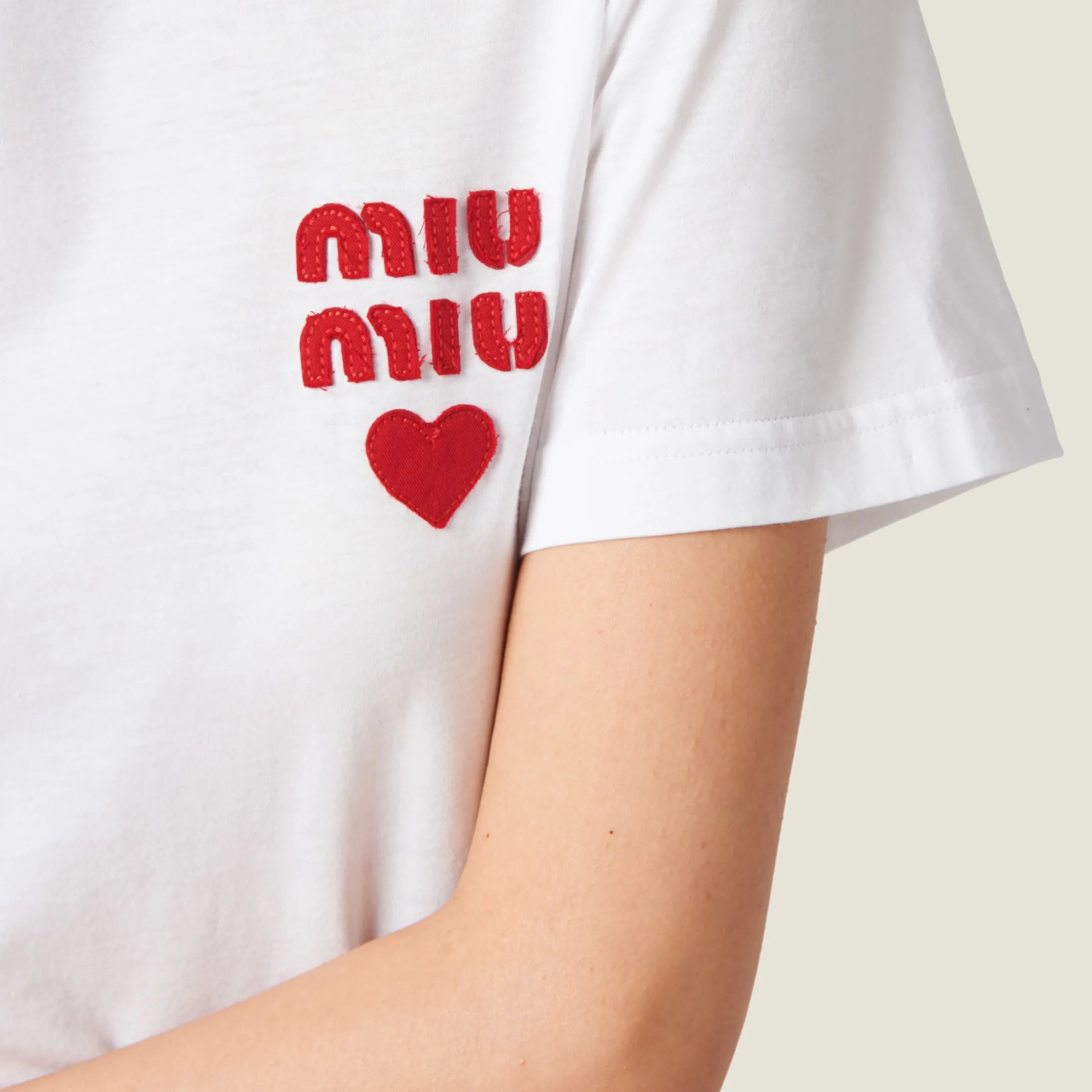White Cotton Jersey T-shirt | Miu Miu