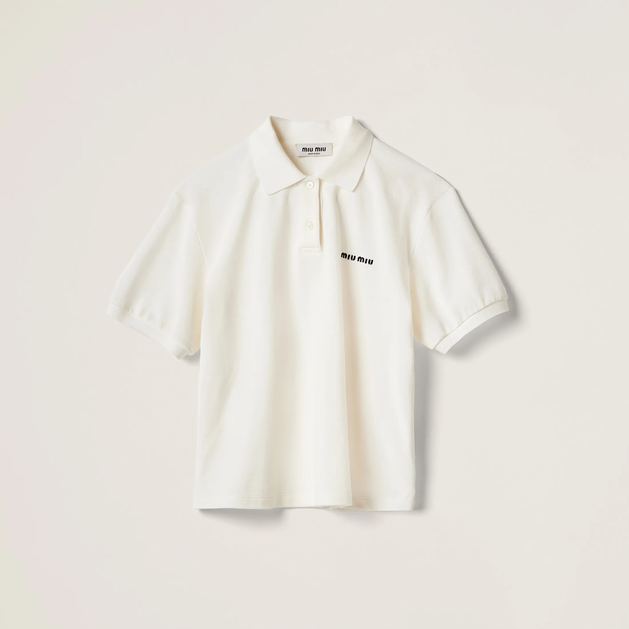 White Cotton Piqué Polo Shirt | Miu Miu