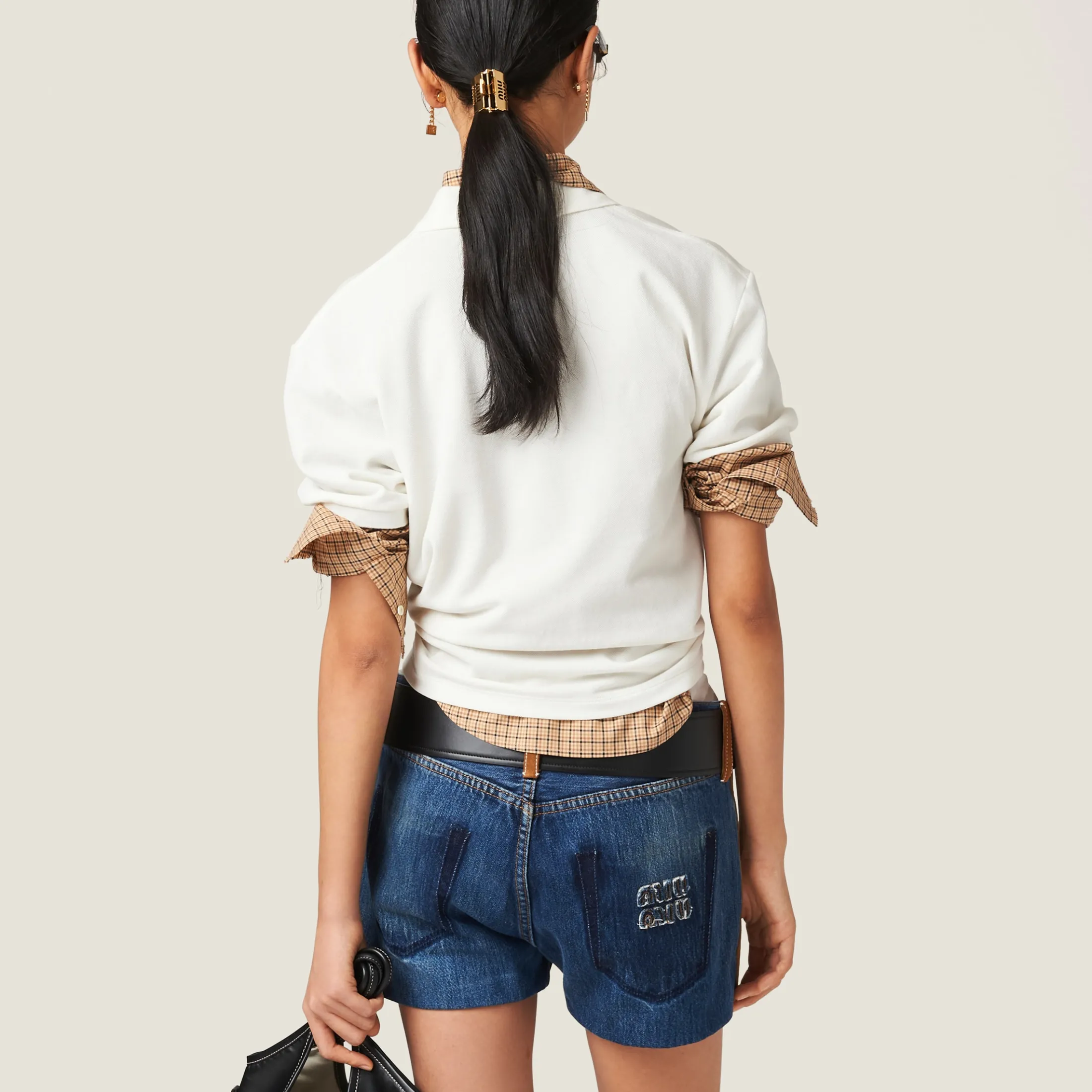 White Cotton Piqué Polo Shirt | Miu Miu