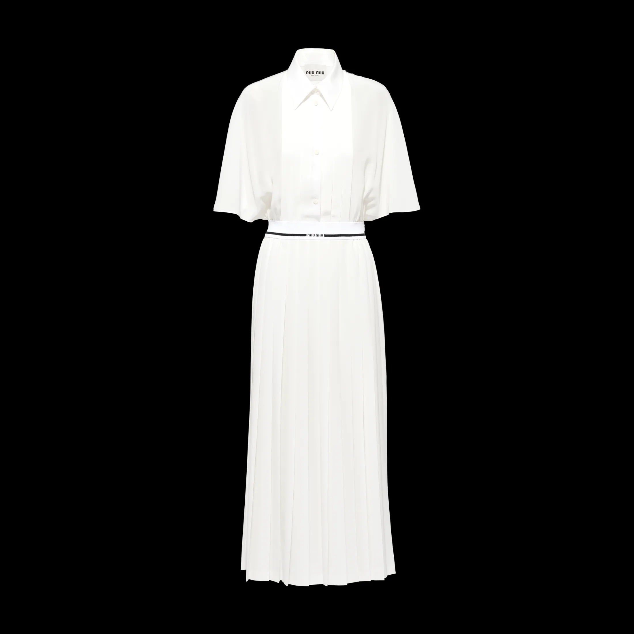 White Crepe De Chine Midi Dress | Miu Miu