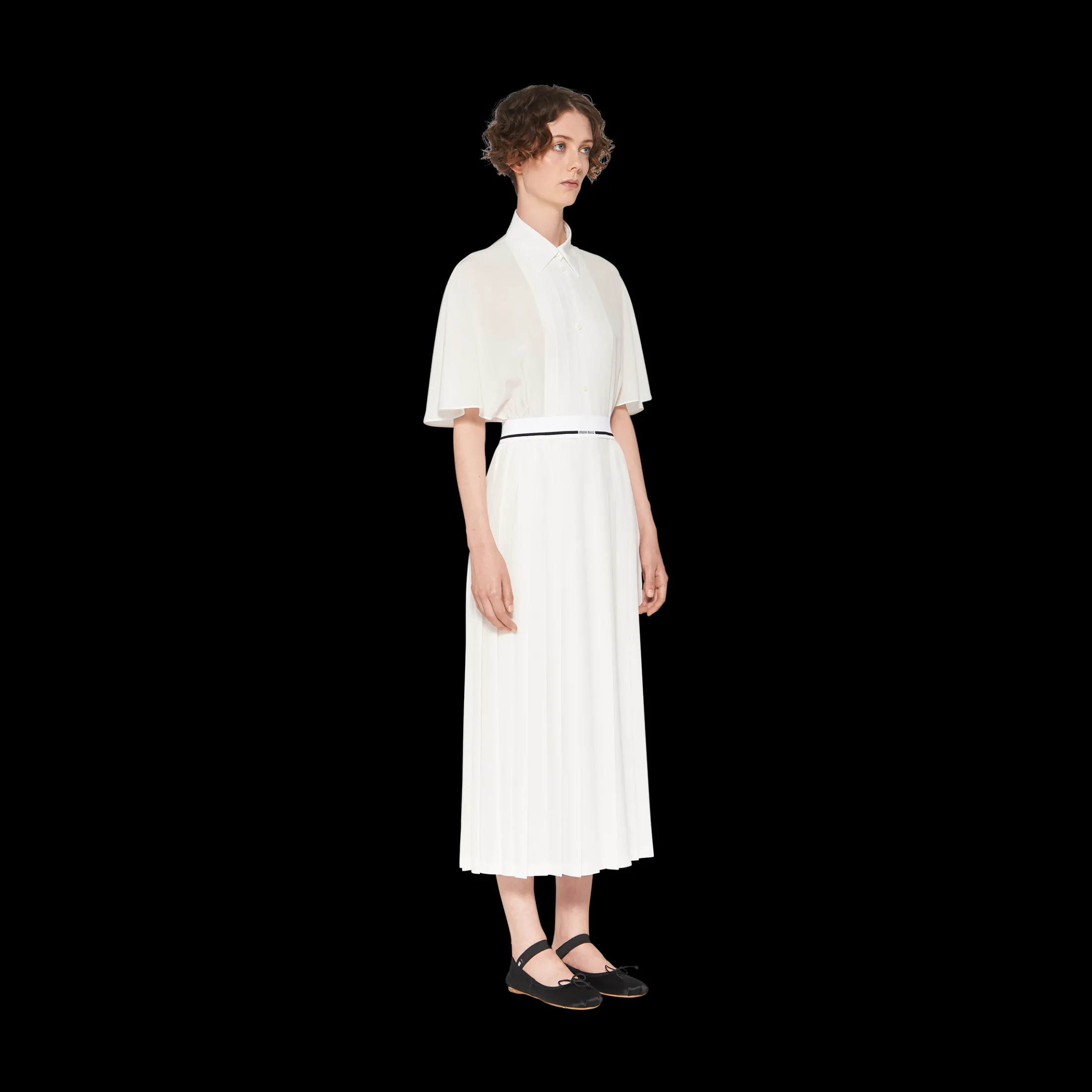 White Crepe De Chine Midi Dress | Miu Miu