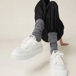 White Denim Sneakers | Miu Miu