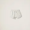 White Embroidered Cotton Shorts | Miu Miu