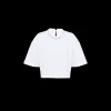 White Embroidered Cotton T-shirt | Miu Miu