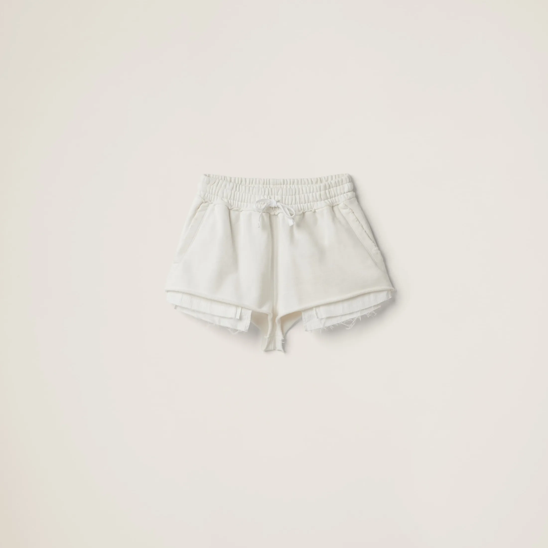 White Embroidered Cotton Shorts | Miu Miu