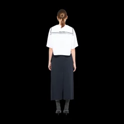 White Embroidered Cotton T-shirt | Miu Miu