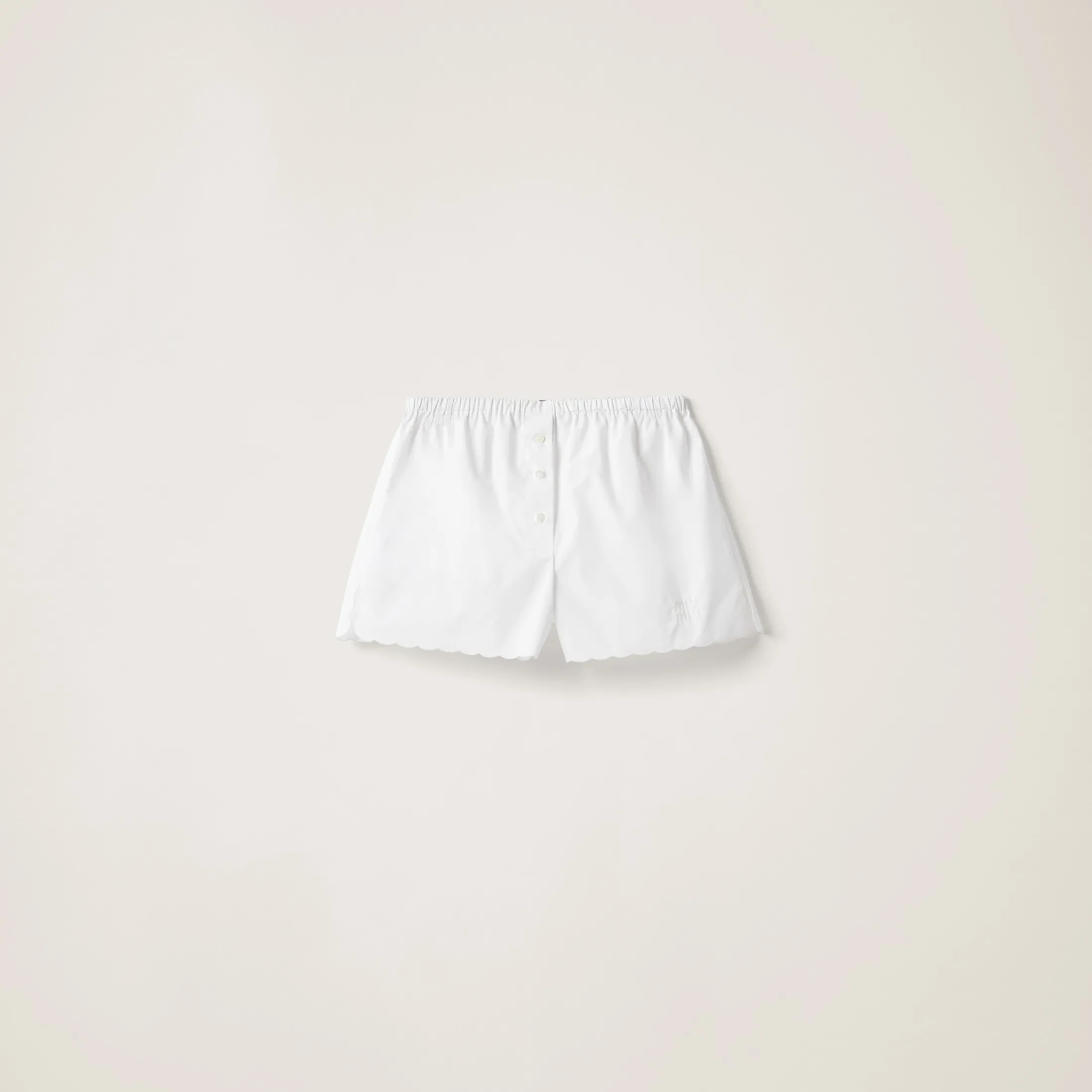 White Embroidered Poplin Boxers | Miu Miu