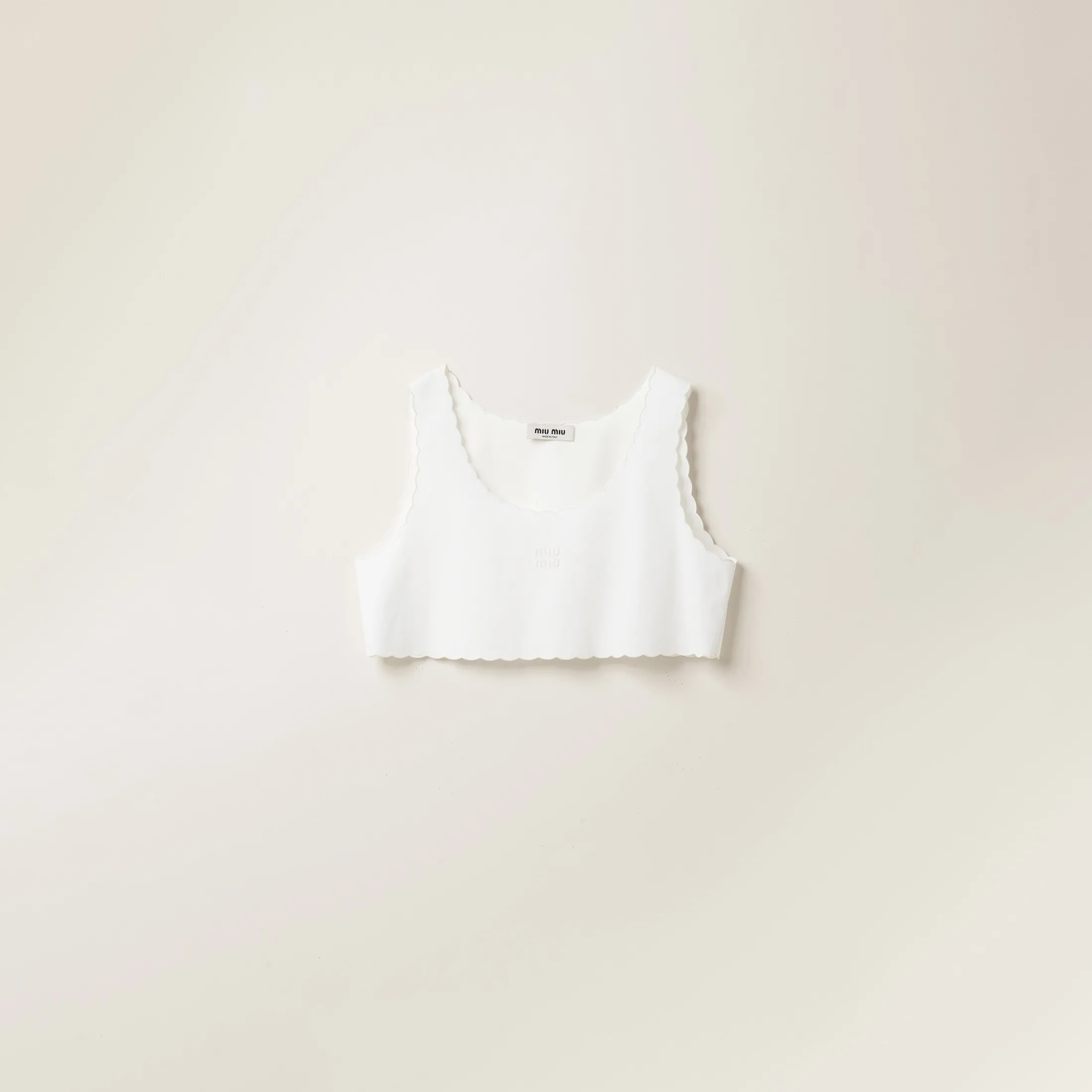 White Embroidered Poplin Top | Miu Miu