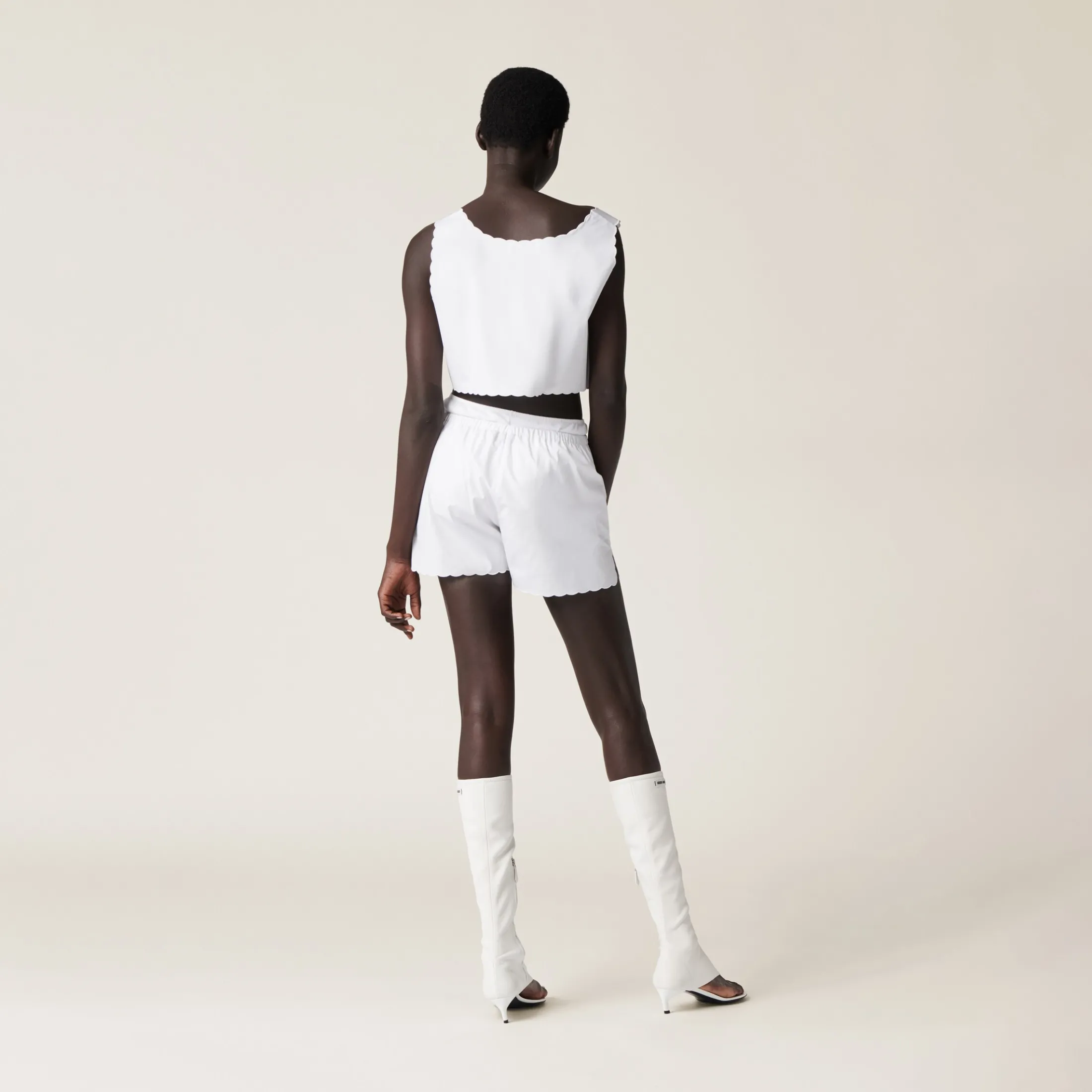White Embroidered Poplin Boxers | Miu Miu
