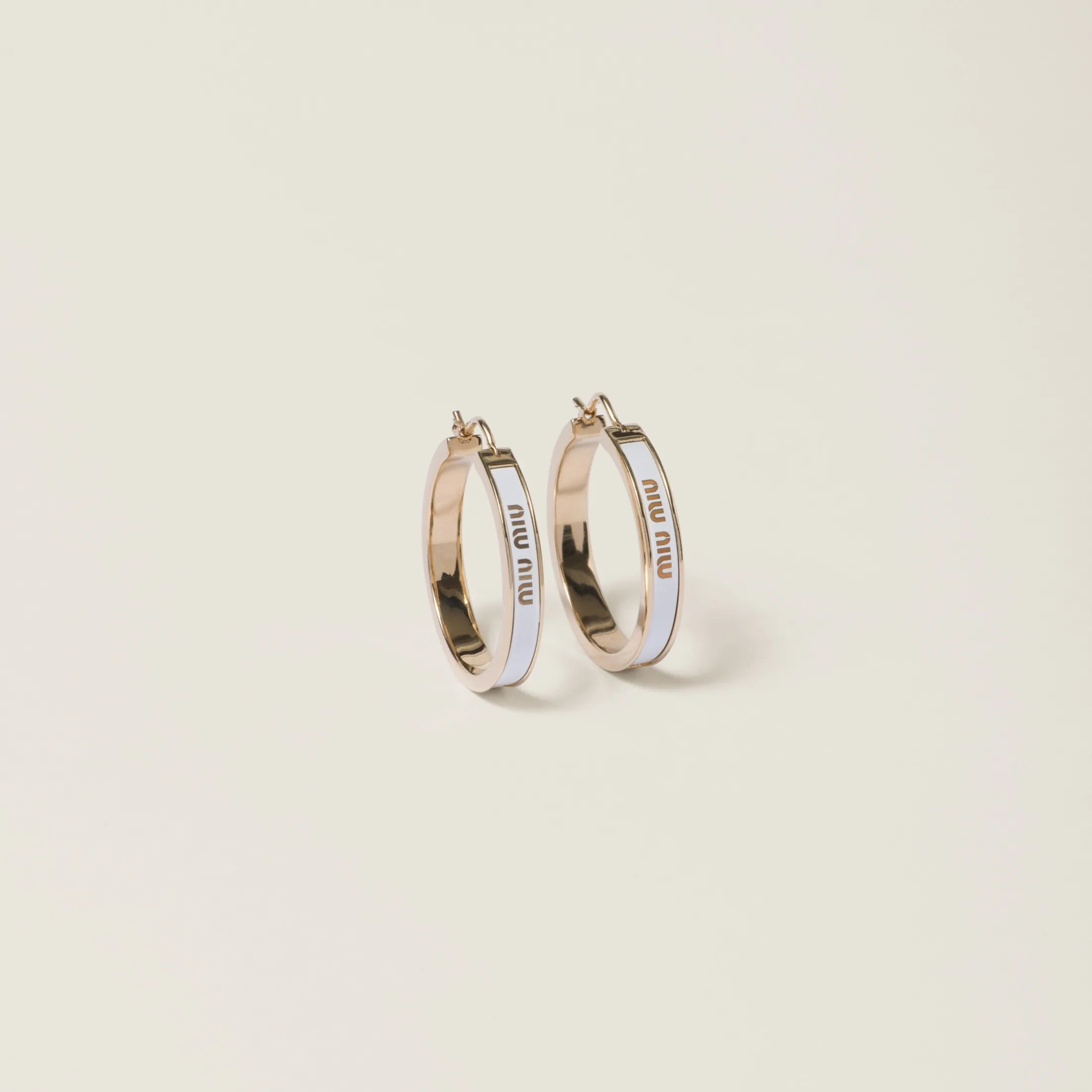 White Enameled Metal Earrings | Miu Miu