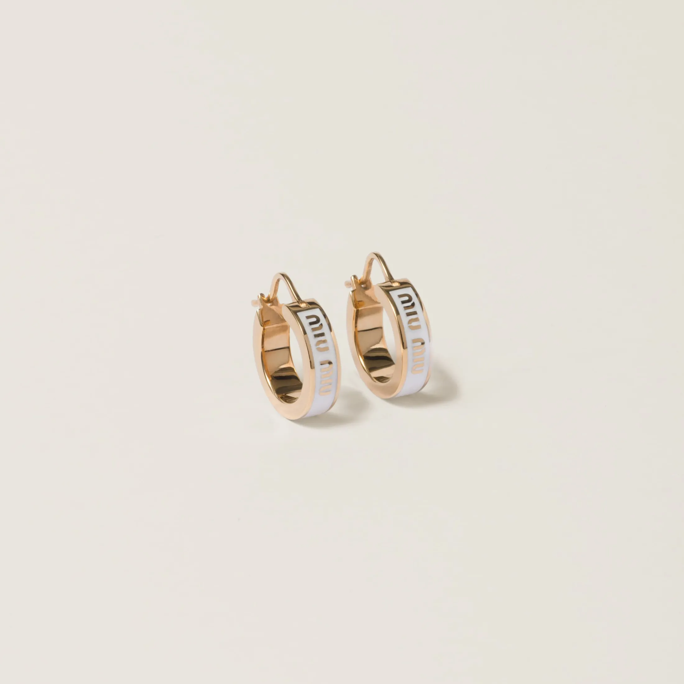 White Enameled Metal Earrings | Miu Miu