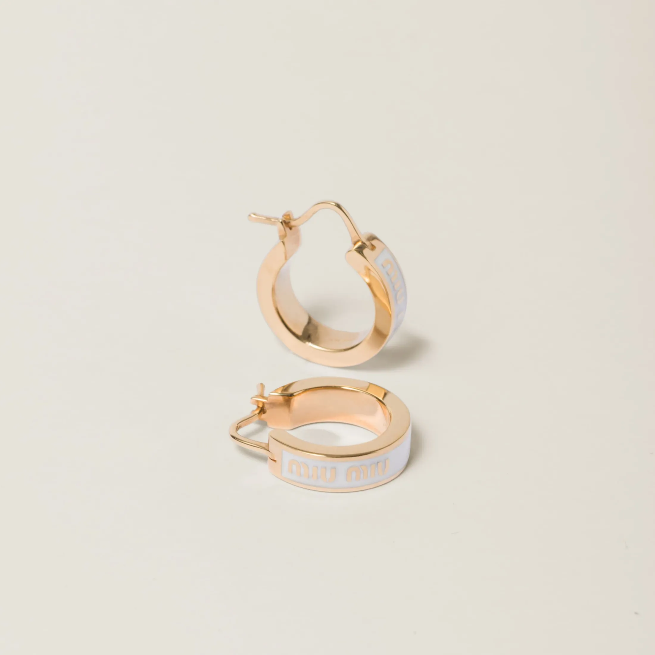 White Enameled Metal Earrings | Miu Miu