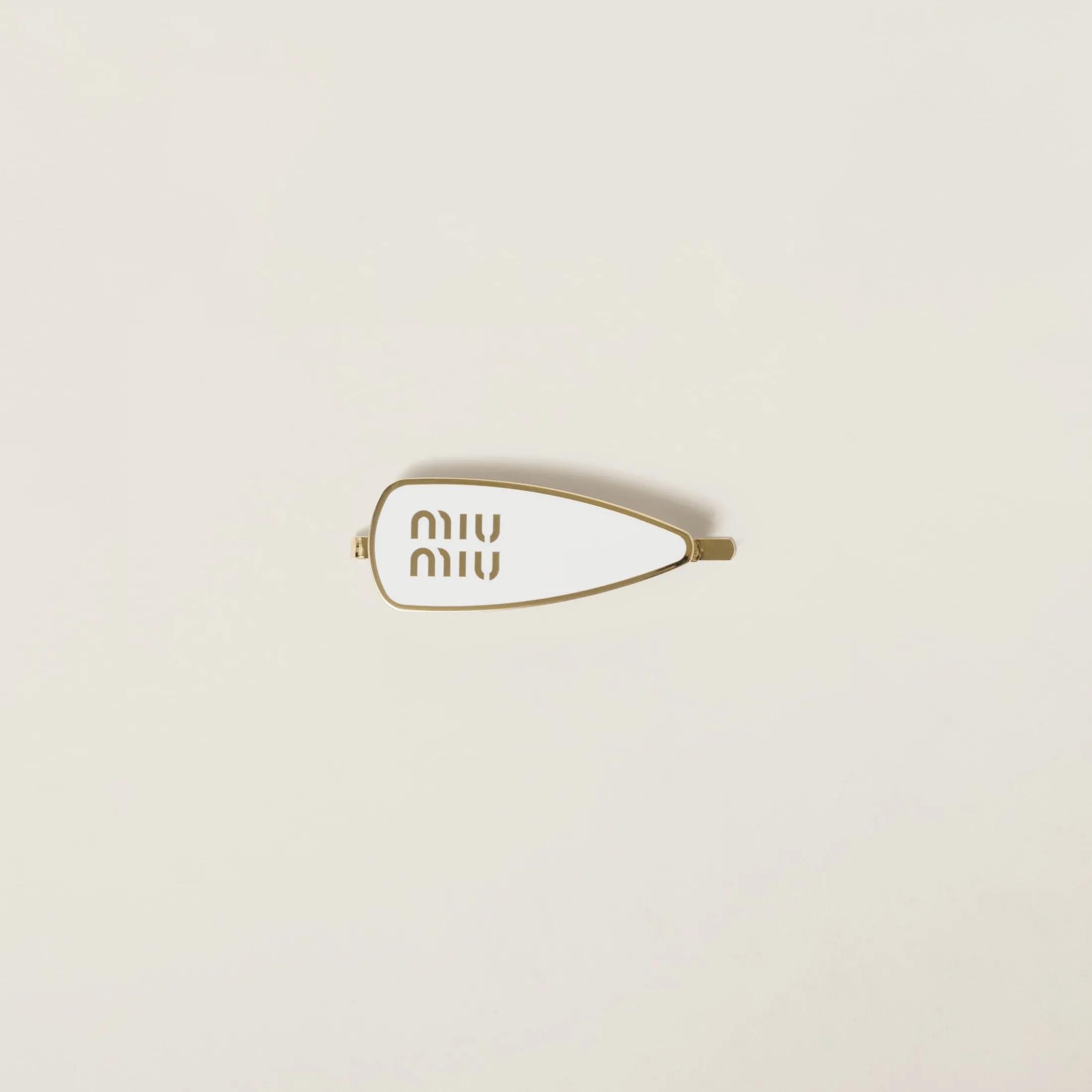 White Enameled Metal Hair Clip | Miu Miu