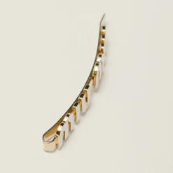 White Enameled Metal Hair Clip | Miu Miu