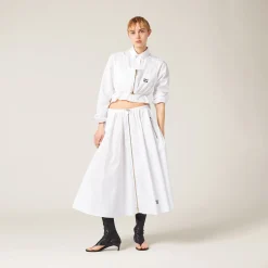 White Long Poplin Skirt | Miu Miu