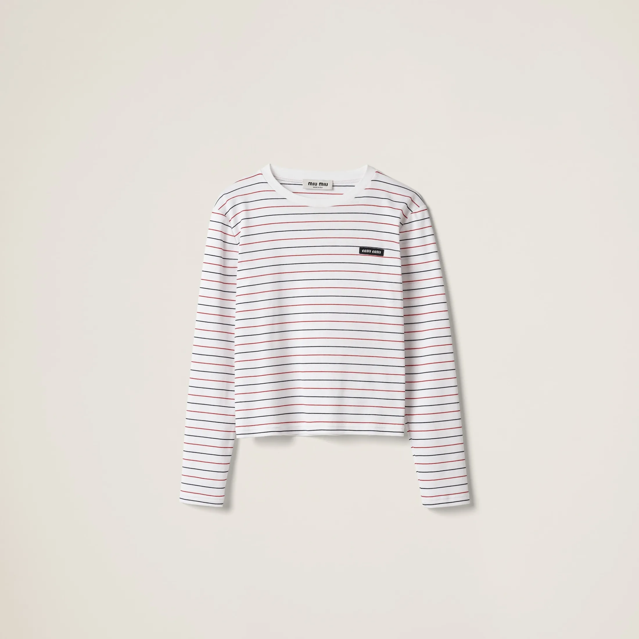 White Long-sleeved Cotton Jersey T-shirt | Miu Miu